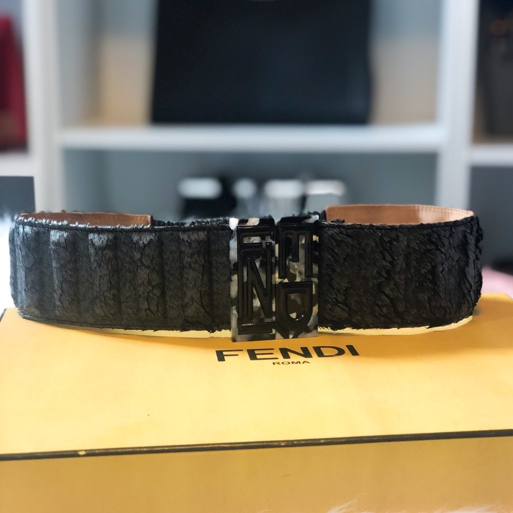 RARE Fendi Feather Resin Thick Waist Belt XS 65